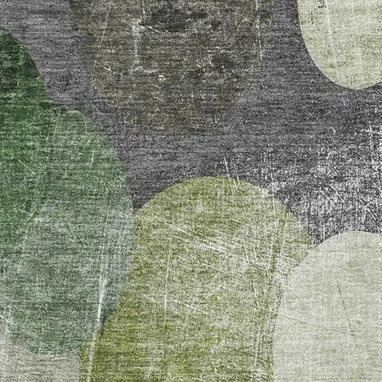 Green Ivory And Gray Abstract Washable Area Rug With UV Protection Photo 3
