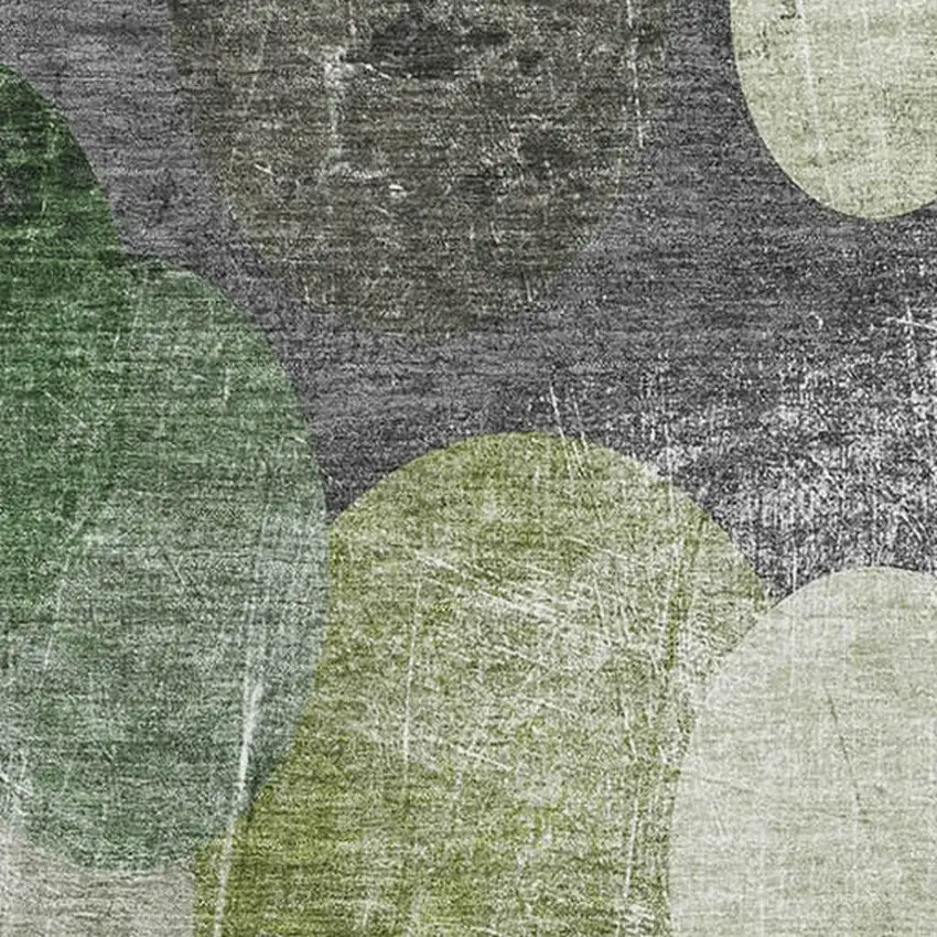 Green Ivory And Gray Abstract Washable Area Rug With UV Protection Photo 3