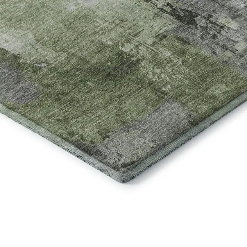 Green Ivory And Gray Abstract Washable Area Rug With UV Protection Photo 7