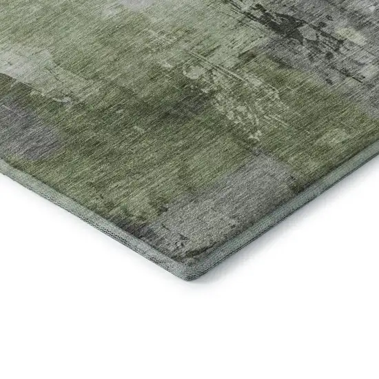 Green Ivory And Gray Abstract Washable Area Rug With UV Protection Photo 7