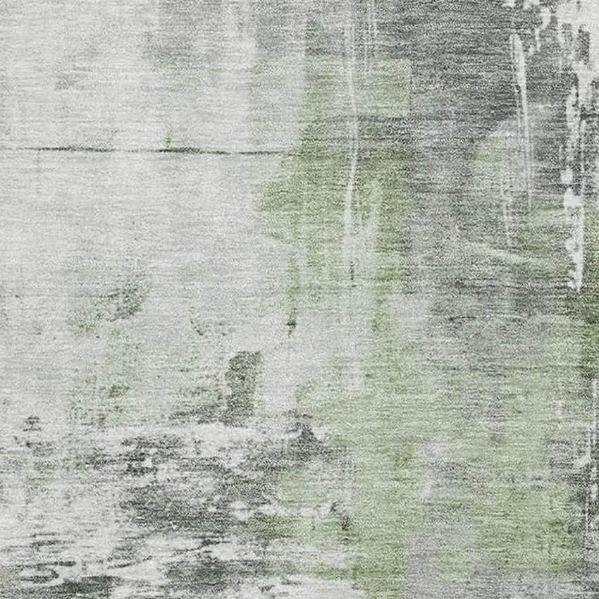 Green Ivory And Gray Abstract Washable Area Rug With UV Protection Photo 2