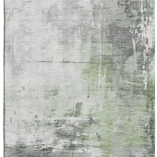 Green Ivory And Gray Abstract Washable Area Rug With UV Protection Photo 3