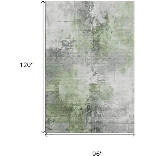 Green Ivory And Gray Abstract Washable Area Rug With UV Protection Photo 7