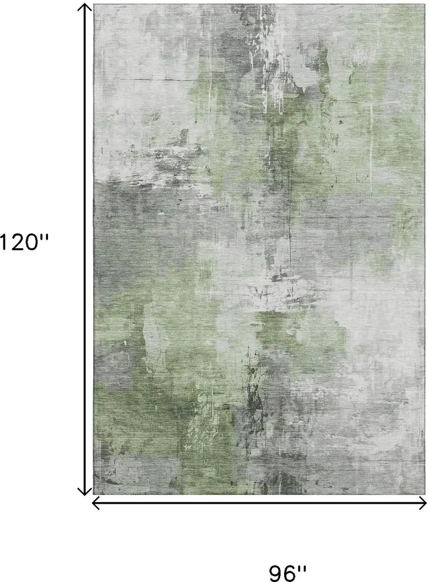 Green Ivory And Gray Abstract Washable Area Rug With UV Protection Photo 7