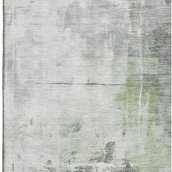 Green Ivory And Gray Abstract Washable Area Rug With UV Protection Photo 2
