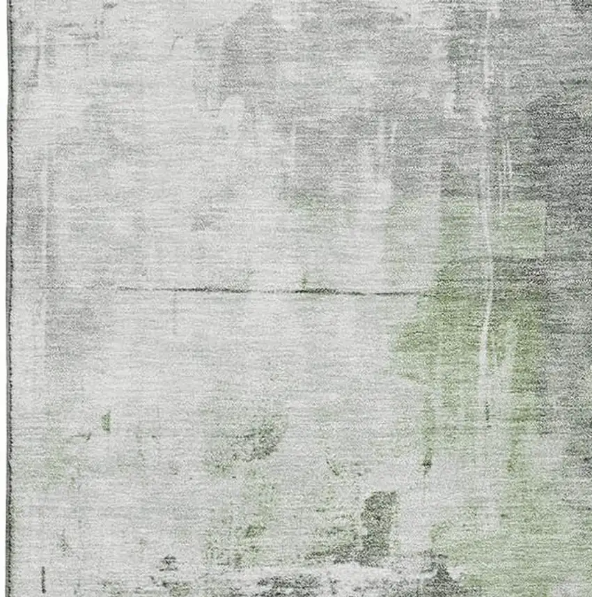 Green Ivory And Gray Abstract Washable Area Rug With UV Protection Photo 2
