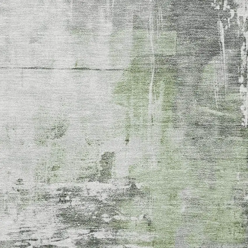 Green Ivory And Gray Abstract Washable Area Rug With UV Protection Photo 2