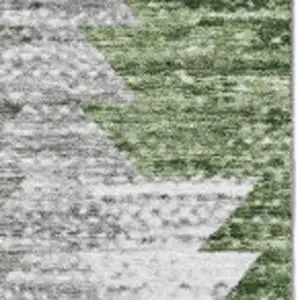 Photo of Green Ivory And Gray Geometric Washable Area Rug With UV Protection