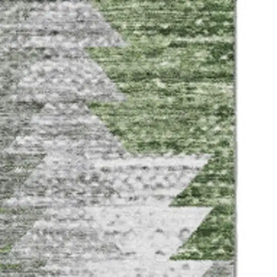 Green Ivory And Gray Geometric Washable Area Rug With UV Protection Photo 4