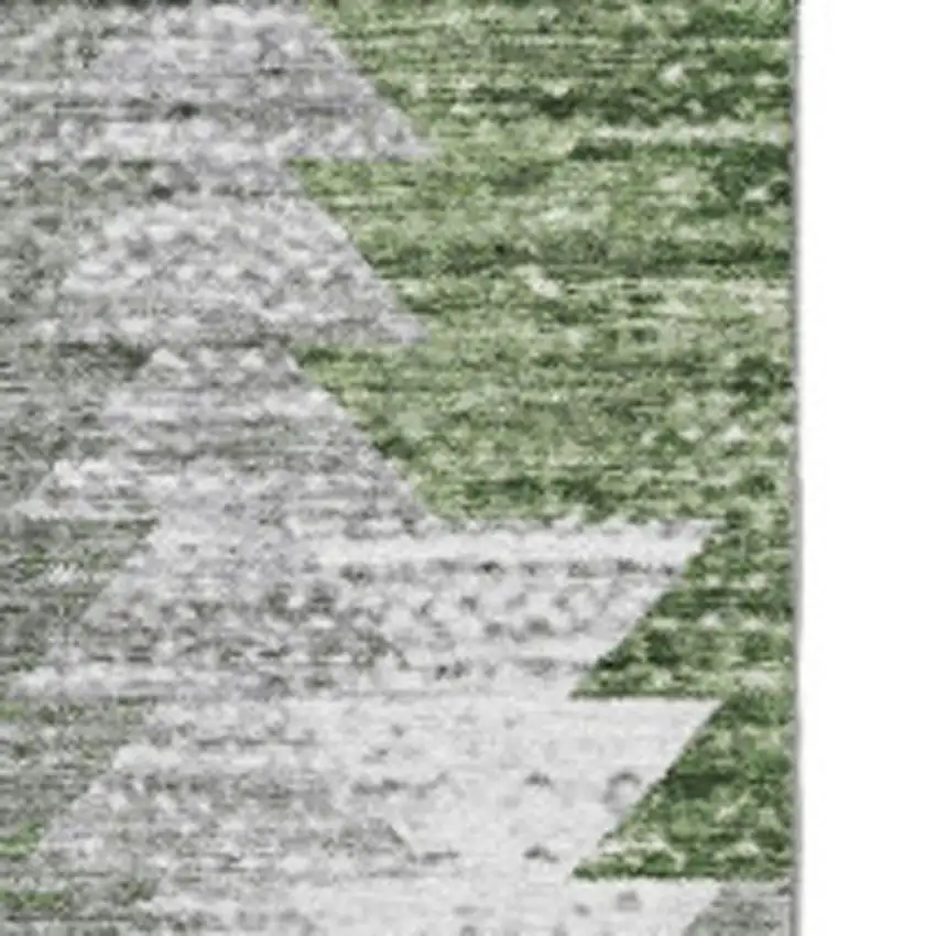 Green Ivory And Gray Geometric Washable Area Rug With UV Protection Photo 4