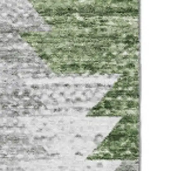 Green Ivory And Gray Geometric Washable Area Rug With UV Protection Photo 3