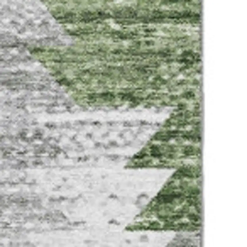 Green Ivory And Gray Geometric Washable Area Rug With UV Protection Photo 3