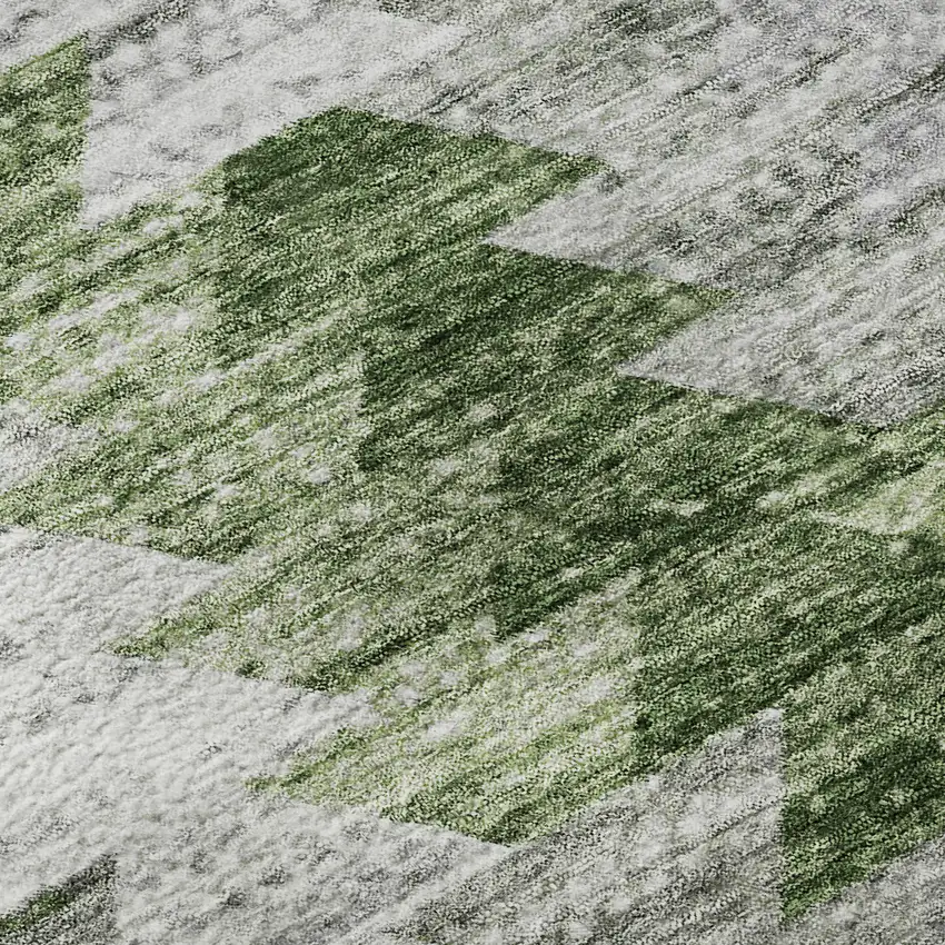 Green Ivory And Gray Geometric Washable Area Rug With UV Protection Photo 9