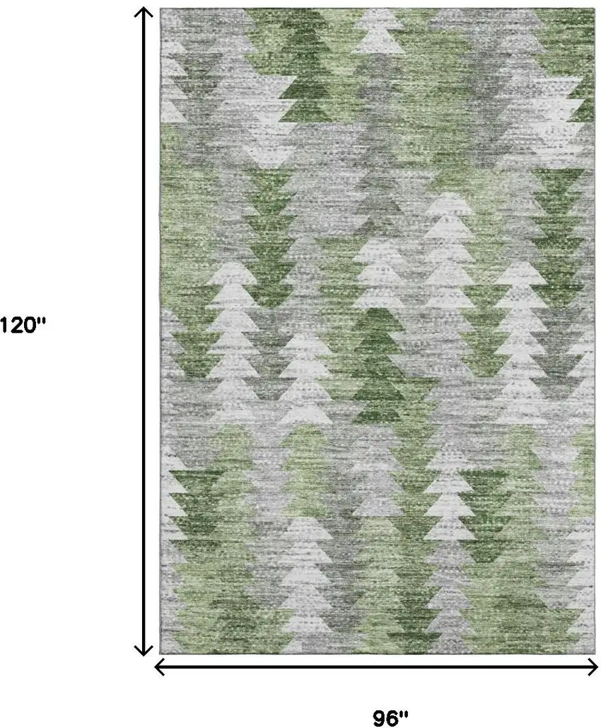 Green Ivory And Gray Geometric Washable Area Rug With UV Protection Photo 3