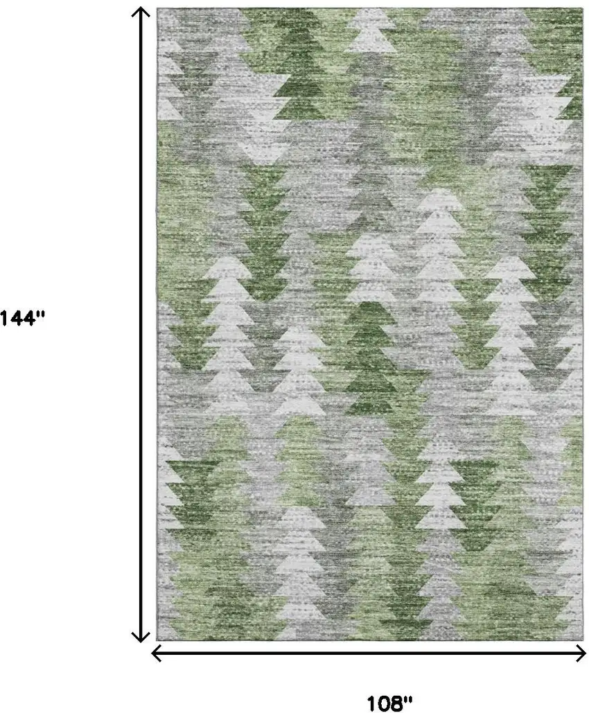 Green Ivory And Gray Geometric Washable Area Rug With UV Protection Photo 3