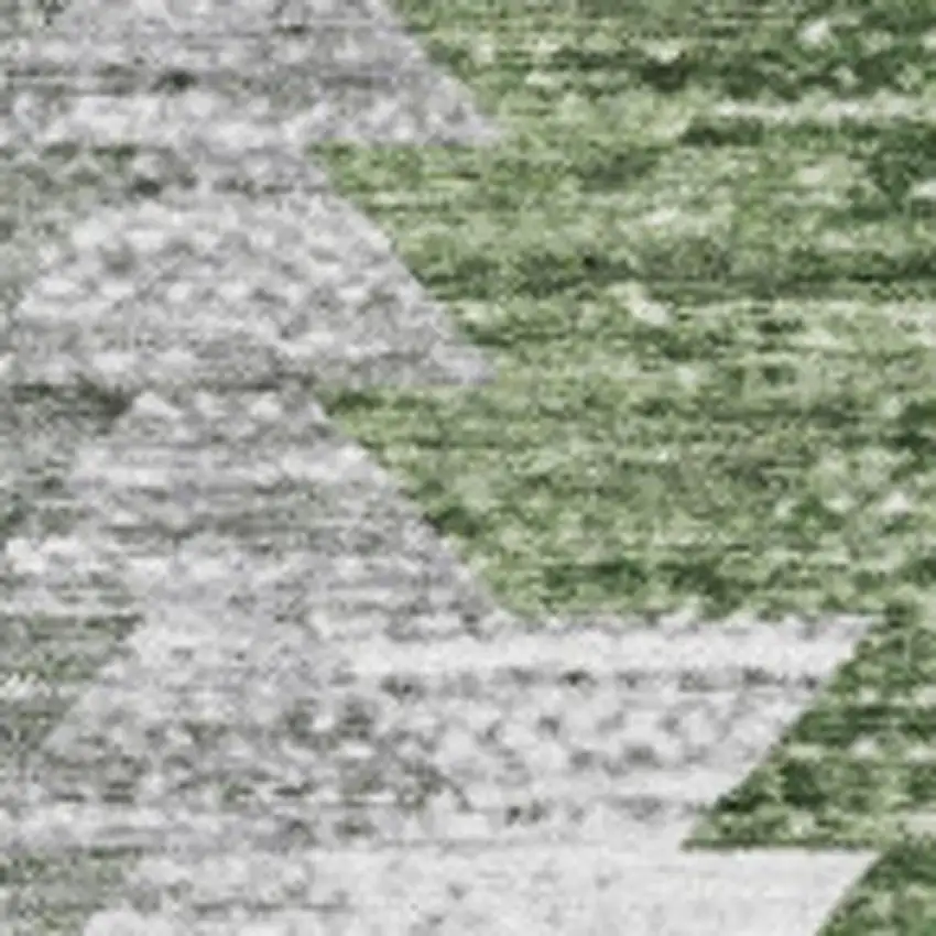 Green Ivory And Gray Geometric Washable Area Rug With UV Protection Photo 3