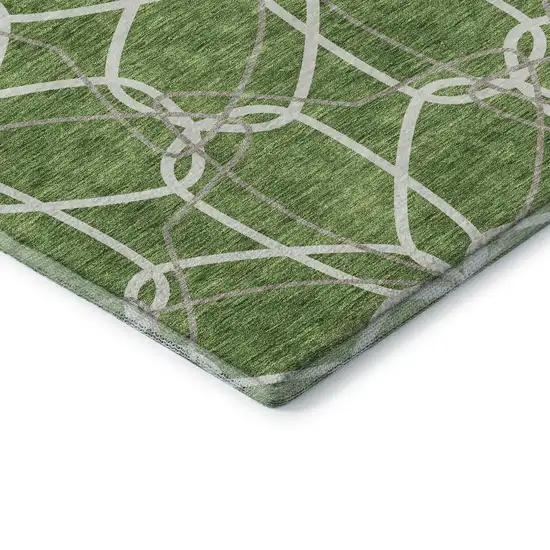 Green Ivory And Gray Geometric Washable Area Rug With UV Protection Photo 6