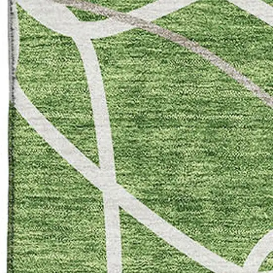 Green Ivory And Gray Geometric Washable Area Rug With UV Protection Photo 2