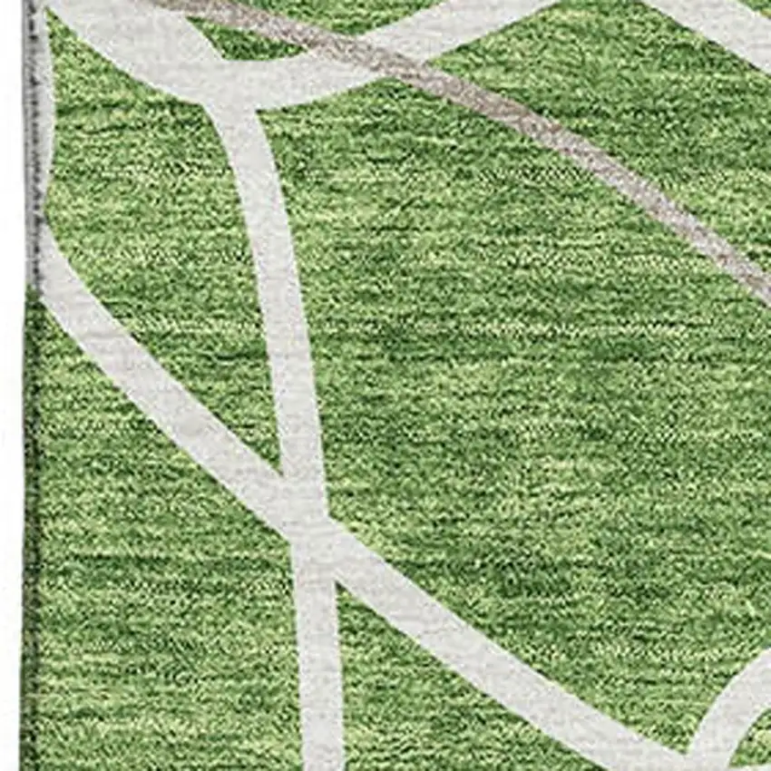 Green Ivory And Gray Geometric Washable Area Rug With UV Protection Photo 2