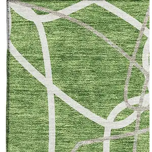 Photo of Green Ivory And Gray Geometric Washable Area Rug With UV Protection