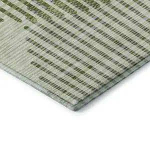 Photo of Green Ivory And Gray Geometric Washable Area Rug With UV Protection