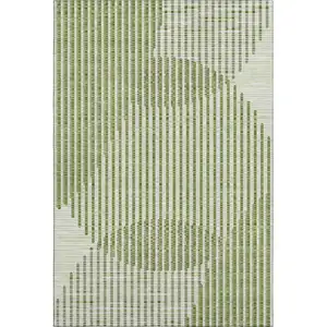 Photo of Green Ivory And Gray Geometric Washable Area Rug With UV Protection