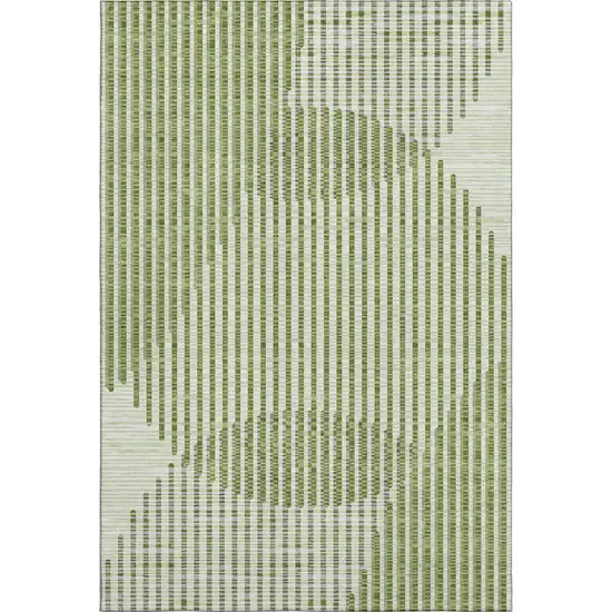 Green Ivory And Gray Geometric Washable Area Rug With UV Protection Photo 1