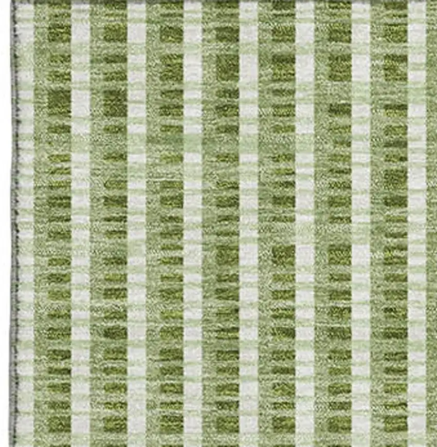 Green Ivory And Gray Geometric Washable Area Rug With UV Protection Photo 3