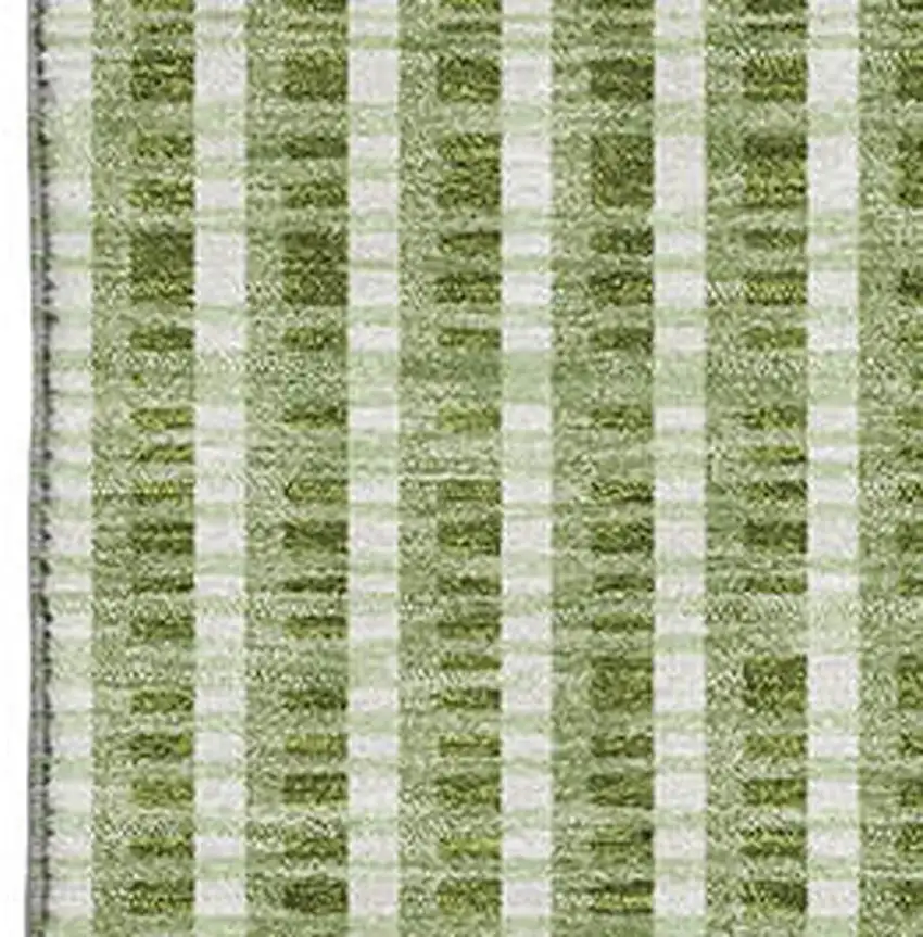 Green Ivory And Gray Geometric Washable Area Rug With UV Protection Photo 2