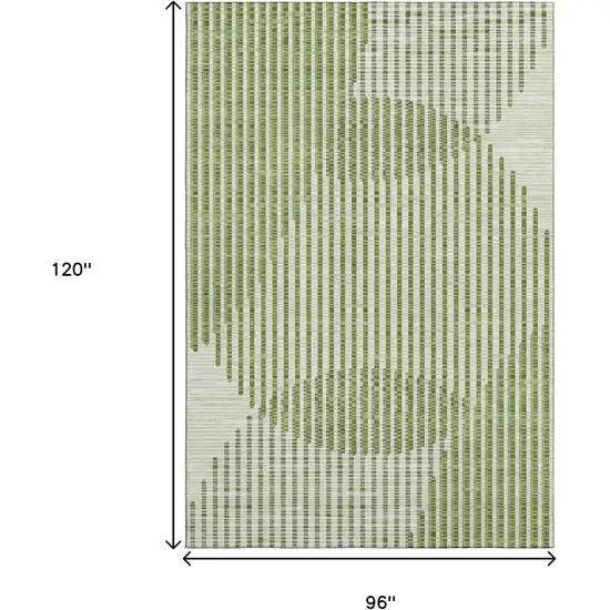 Green Ivory And Gray Geometric Washable Area Rug With UV Protection Photo 7