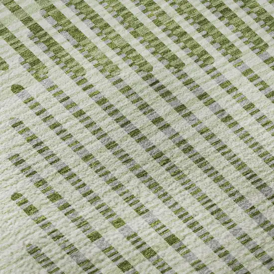 Green Ivory And Gray Geometric Washable Area Rug With UV Protection Photo 9