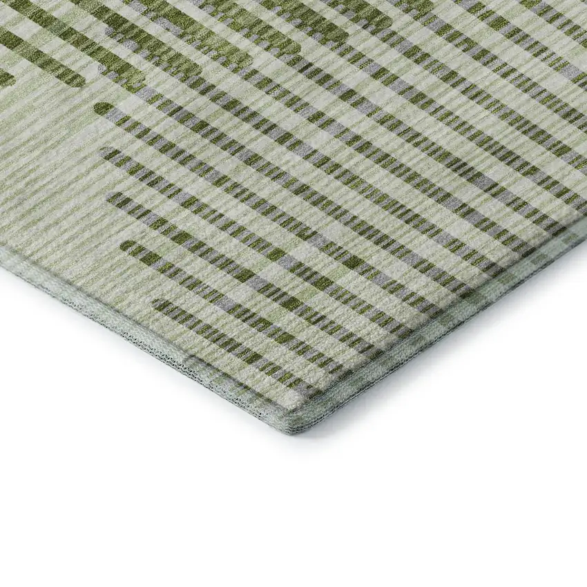 Green Ivory And Gray Geometric Washable Area Rug With UV Protection Photo 7