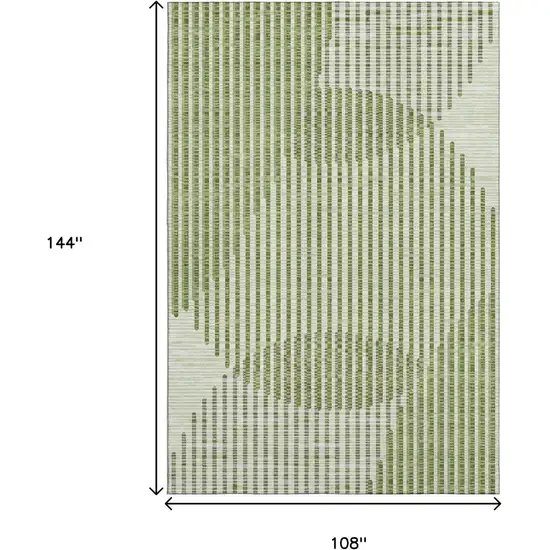 Green Ivory And Gray Geometric Washable Area Rug With UV Protection Photo 7