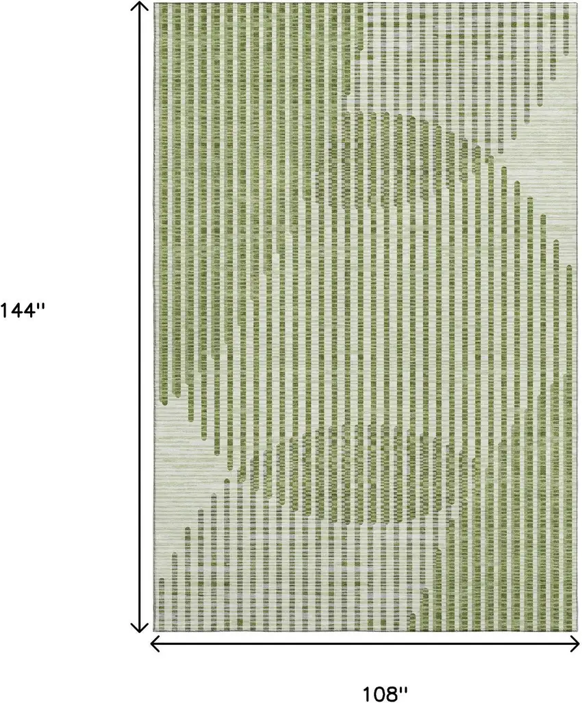 Green Ivory And Gray Geometric Washable Area Rug With UV Protection Photo 7