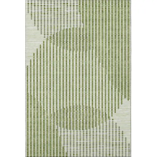 Green Ivory And Gray Geometric Washable Area Rug With UV Protection Photo 3