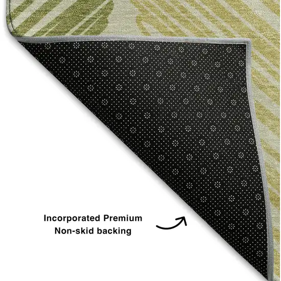 Green Ivory And Gray Geometric Washable Area Rug With UV Protection Photo 7