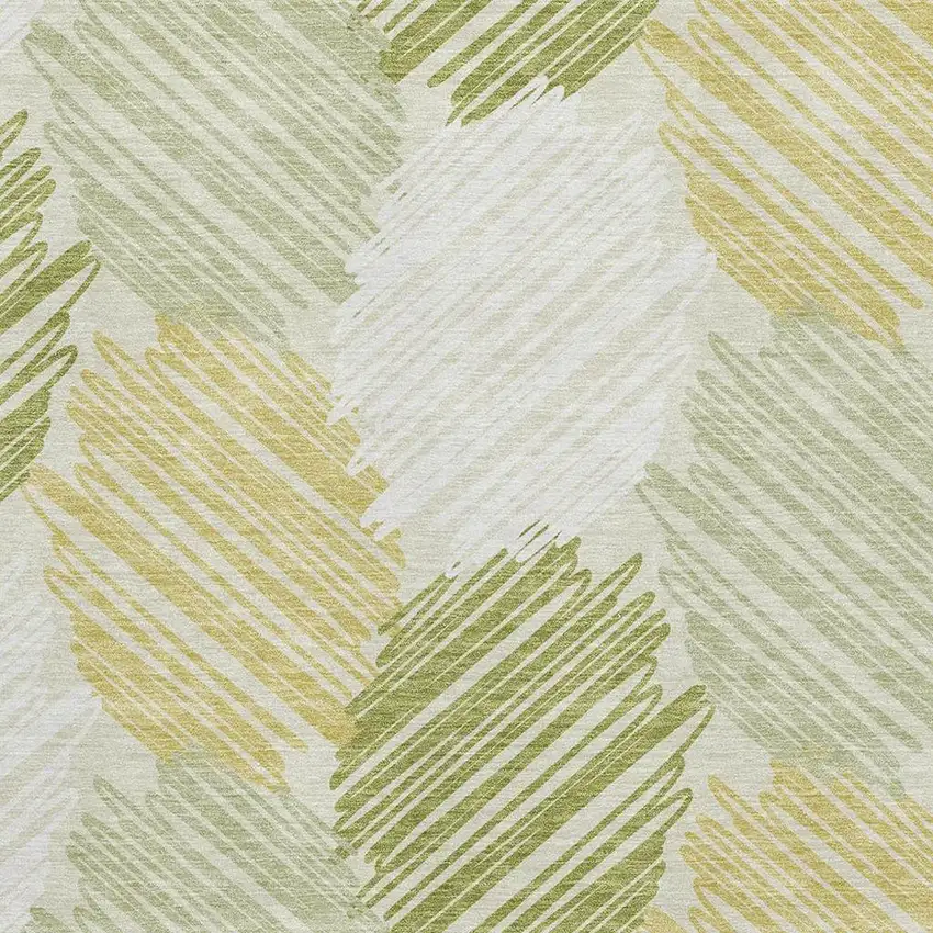 Green Ivory And Gray Geometric Washable Area Rug With UV Protection Photo 3