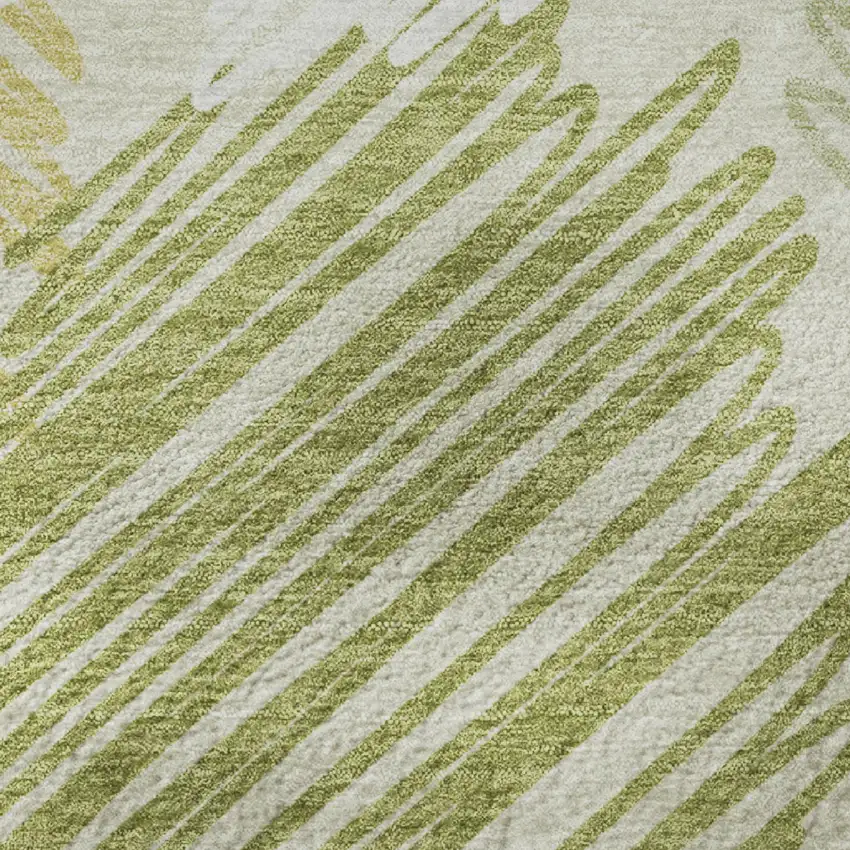 Green Ivory And Gray Geometric Washable Area Rug With UV Protection Photo 8