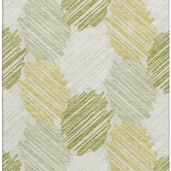 Green Ivory And Gray Geometric Washable Area Rug With UV Protection Photo 4