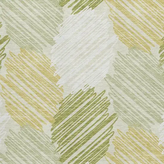 Green Ivory And Gray Geometric Washable Area Rug With UV Protection Photo 3