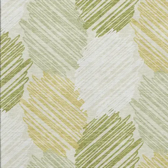 Green Ivory And Gray Geometric Washable Area Rug With UV Protection Photo 3