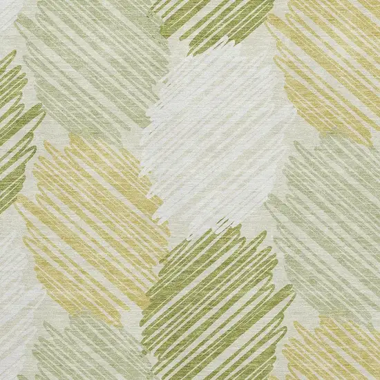 Green Ivory And Gray Geometric Washable Area Rug With UV Protection Photo 3