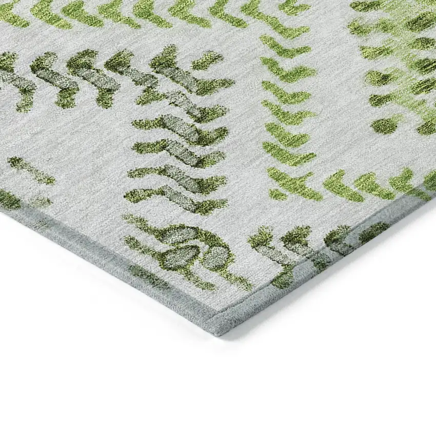 Green Ivory And Gray Geometric Washable Indoor Outdoor Area Rug Photo 5