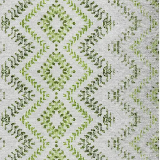 Green Ivory And Gray Geometric Washable Indoor Outdoor Area Rug Photo 6