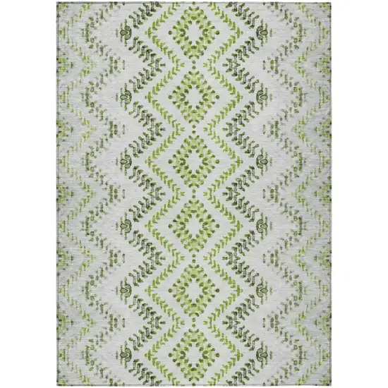 Green Ivory And Gray Geometric Washable Indoor Outdoor Area Rug Photo 2