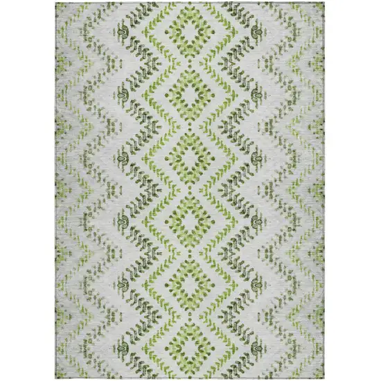 Green Ivory And Gray Geometric Washable Indoor Outdoor Area Rug Photo 6