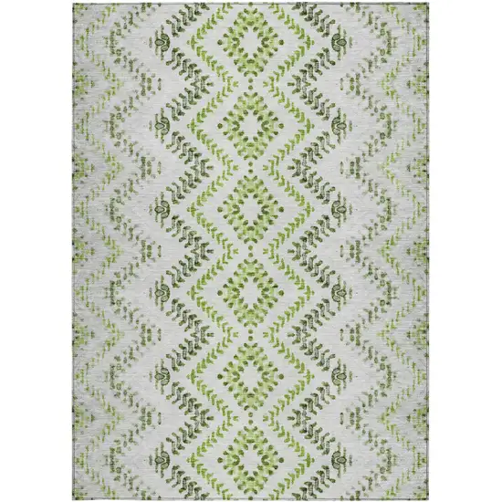 Green Ivory And Gray Geometric Washable Indoor Outdoor Area Rug Photo 6