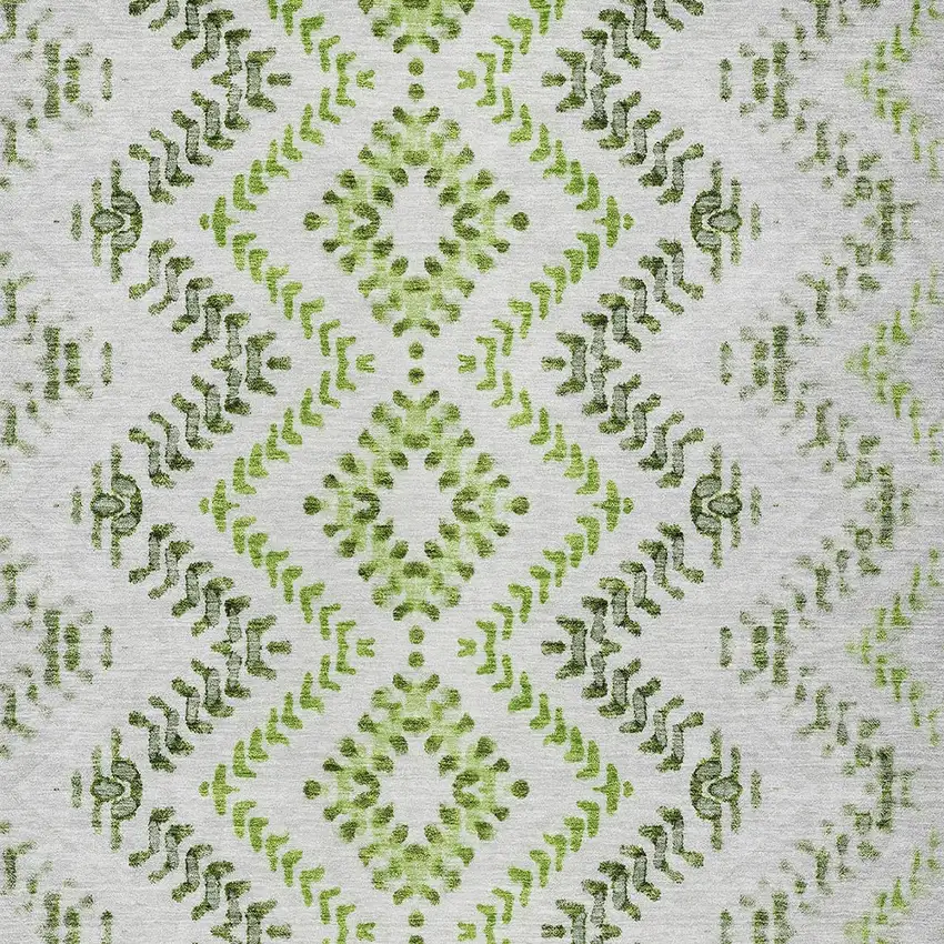 Green Ivory And Gray Geometric Washable Indoor Outdoor Area Rug Photo 6