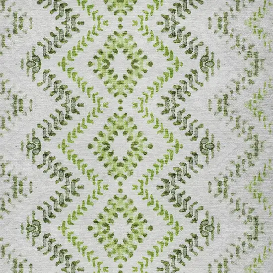 Green Ivory And Gray Geometric Washable Indoor Outdoor Area Rug Photo 6
