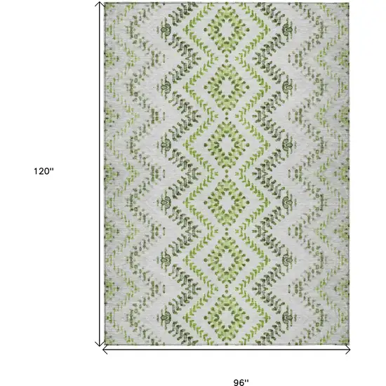 Green Ivory And Gray Geometric Washable Indoor Outdoor Area Rug Photo 3
